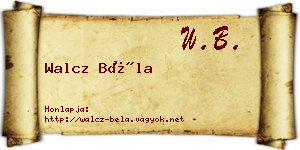 Walcz Béla névjegykártya